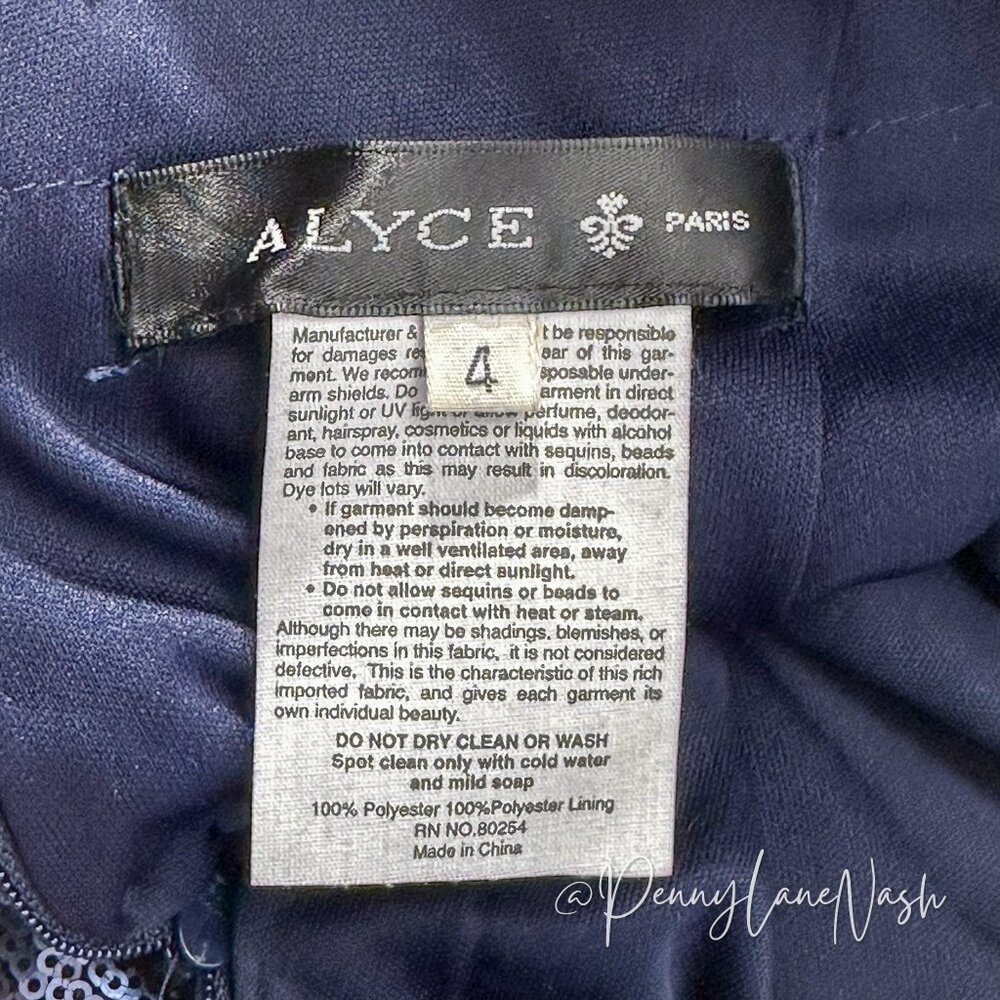 Alyce Paris Sequin Halter V Neck Cutout Fitted Cocktail Dress Navy - Picture 9 of 13